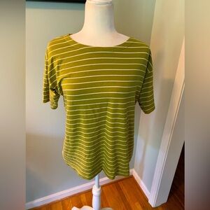 J. Jill Green Striped elbow Sleeve Tee, size S